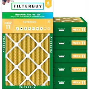Filterbuy 17.5x27x4 Air Filter (6-Pack), Pleated MERV 11 Allergen Defense Replacement HVAC AC Furnace Filters (Actual Size: 17.50 x 27.00 x 3.63) - 1 of 4