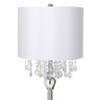 360 Lighting Crystals Traditional 60 1/2" Tall Standing Floor Lamp Foot Switch Silver Metal Satin Steel Finish Living Room Bedroom Drum White Shade - 2 of 4