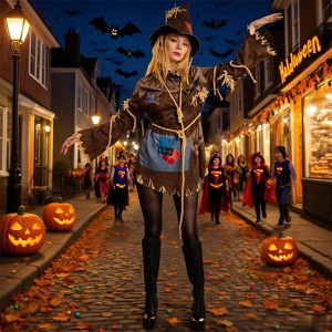 Joyfy Halloween Costume Women Cosplay Scary Scarecrow Costume for Halloween Dress up Party - 1 of 4