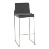 LumiSource Set of 3 Fuji High Back Barstools Stainless Steel/Charcoal Fabric - 2 of 4