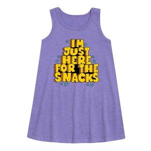 - Instant Message - I'm Just Here For The Snacks Graphic Sleeveless Aline Dress - 1 of 4