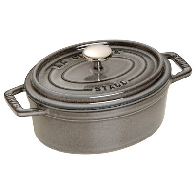 Staub Cast Iron 1-qt Oval Cocotte - Graphite Grey : Target