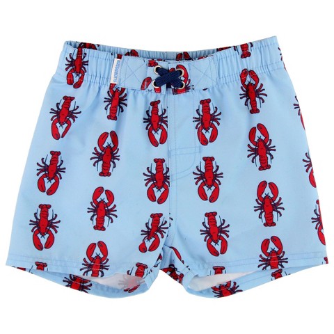 RuggedButts Boys UPF50+ Americana Swim Trunks - My Little Lobster, 5
