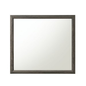 SEVOBAL Bathroom Vanity Mirrors Rectangular Mirror Sturdy with Weathered Gray Wood Trim Modern Minimalist Style Sturdy, Gray, 1"*39"*35" - 1 of 4
