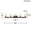 Franklin Iron Works Poetry Rustic Industrial Wall Light Wood Grain Bronze Hardwire 44" 5-Light Fixture Clear Seedy Glass for Bedroom Bathroom Vanity - 4 of 4