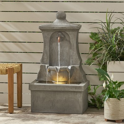 XIYUYEU Water Fountain Outdoor High Weather Resistant Floor Fountain with LED Light, Light Gray