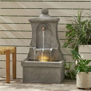 XIYUYEU Water Fountain Outdoor High Weather Resistant Floor Fountain with LED Light, Light Gray - 1 of 4