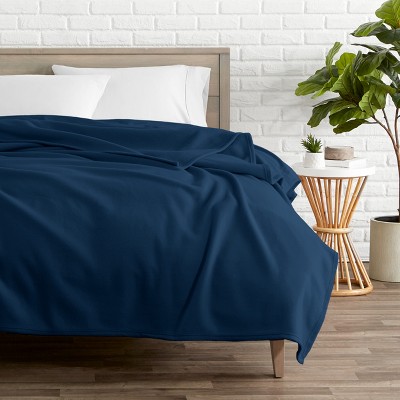 Dark Blue Lightweight Fleece Throw Blanket