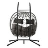 Coolbibila-Egg Chair With Stand, Swing Chair Patio With Cushions, Wicker Hanging Egg Chair, Hanging Basket Chair With Stand - 3 of 4