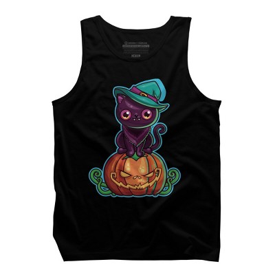 Men's Design By Humans Ferociously Cute Halloween Vampire Witch Kitty Cat By LittleBunnySunshine Tank Top