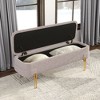 Storage Bench Oatmeal Beige 16.9" H– Textured Polyester Fabric Seat with Gold Electroplated Steel Legs, Modern Indoor Bench By Zuo Modern - 3 of 4