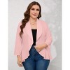 Women's Ruffled Hem Blazer Cardigan, Single-Button Lapel Jacket with 3/4 Sleeves for Casual & Office Wear - 2 of 4
