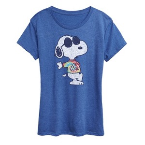 Women's - Peanuts - Joe Cool Tie Dye Short Sleeve Graphic T-Shirt - 1 of 4