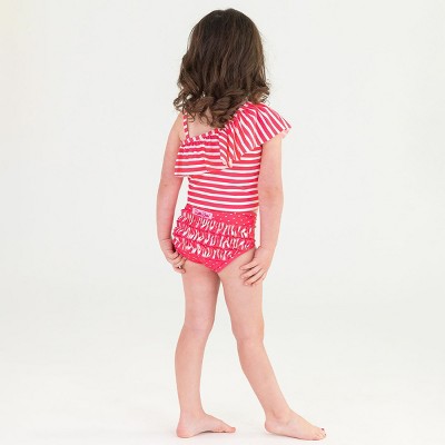 RuffleButts Girls Ruffle Tankini - Pink, Size: 7 — фото 4