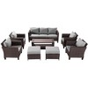 Sonkuki 8-Piece Patio Conversation Set with Ottoman and Side Table, Navy Blue Cushion - 2 of 4