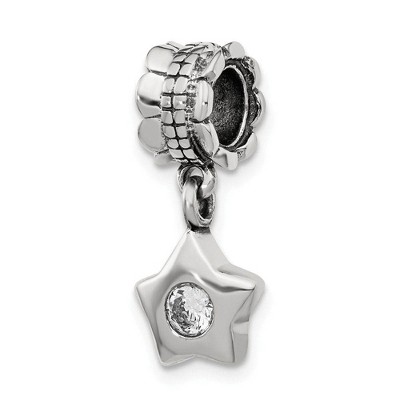 Black Bow Jewelry Sterling Silver and Cubic Zirconia Star Dangle Bead Charm