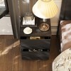 FUFU&GAGA Black Nightstand Side Table with Wave - Patterned Drawers Push-to-open Drawer Design, Modern Bedroom Storage - 2 of 4