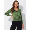 INSPIRE CHIC Women's Casual Zipper Front Satin Lightweight Bomber Jacket - 4 of 4