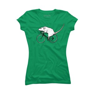 Junior's Design By Humans Cycling Rat By TeaandInk T-Shirt - 1 of 3