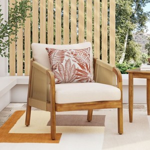 Okak Boho Acacia Patio Acent Chairs/Patio Furniture Set,Wicker Rattan Club Chairs,Set of 1/2/3,Outdoor Conversation Seating for Patio,600lbs Max - 1 of 4