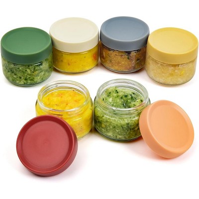 6-Pack 2 oz Glass Dressing Containers To Go Sauce Cups with Lids, Mini Condiment Dip Jars