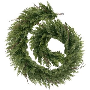 Vitalismo 6/9/12ft Artificial Realistic Christmas Garland Real Touch Faux Cypress Garland w/ Dried Branches for Fireplace Stairs Railing Dining Table - 1 of 4