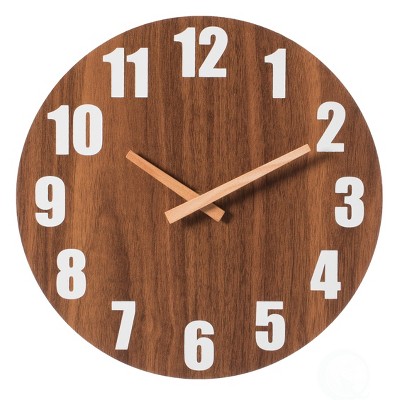 Quickway Imports Antique Home Decor Wall Clock For Living Room, Bedroom, Kitchen, or Dining Room, Brown Natural Wood