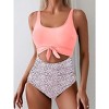 Eomenie Women's One Piece Swimsuit Tummy Control Slimming Bathing Suit Cutout Tie Knot Swimwear - 3 of 3