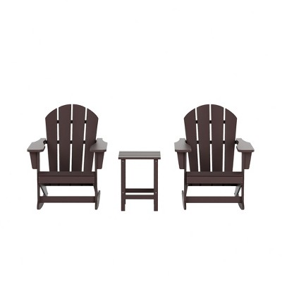 WestinTrends 3 Piece set Outdoor Patio Poly Adirondack rocking chairs with side table