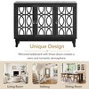 Sideboard with Glass Doors, 3 Door Mirrored Buffet Cabinet with Silver Handle (Black) - 3 of 4