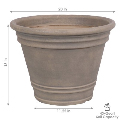 Franklin 21" Beige Polyresin Weather-Resistant Indoor/Outdoor Planter Set