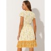 INSPIRE CHIC Women's V Neck Flutter Sleeve Smocked Waist Bohemian Dress - 3 of 4