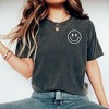 Simply Sage Market Women's Embroidered Smiley Face Outline Short Sleeve Garment Dyed Tee - 2 of 3
