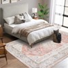 Vintage Floral Distressed Printed Area Rug Machine Washable Non Slip Stain Resistant Bodered Low Pile Ultra Thin Pet Friendly Carpet - 3 of 4
