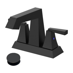 2-Handle Bathroom Sink Faucet, Matte Black 4 Inches Centerset Vanity Faucet Bathroom Faucet with Pop Up Drain & Supply Lines Modern Lavatory Faucet - 1 of 4