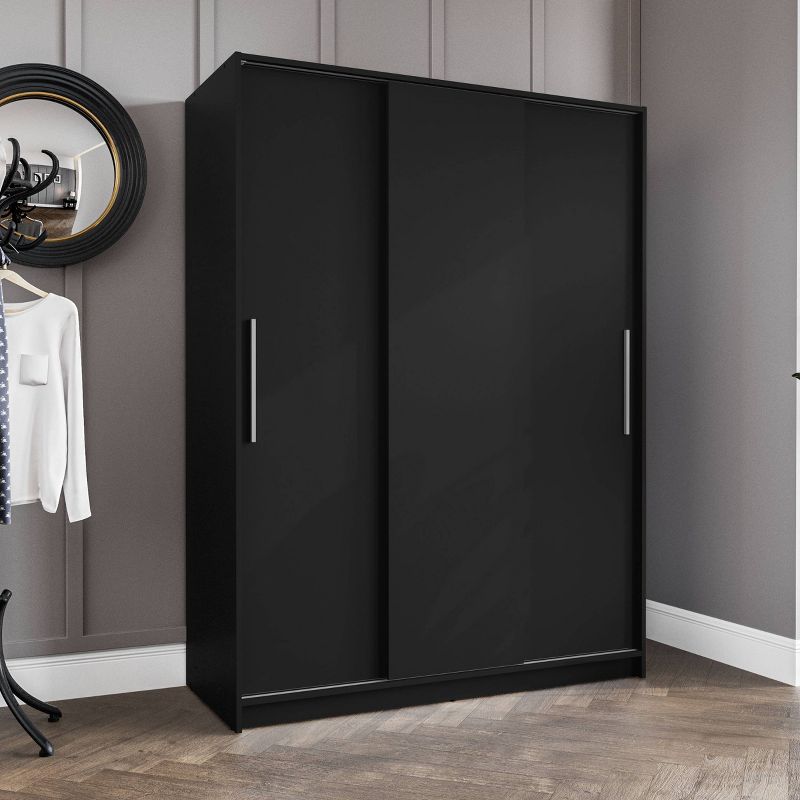 Denmark 3 Sliding Doors Clothing Armoire Black - Polifurniture, 3 of 10