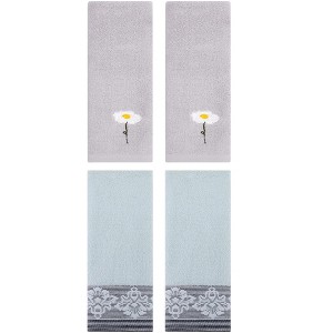 REGALWOVEN 4 Pcs Soft Absorbent Floral Pattern Hand Towels - 1 of 4