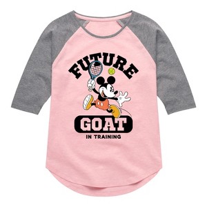 Girls' - Disney - Future GOAT in Training (Mickey) Shirt Tail Raglan Graphic T-shirt - 1 of 4