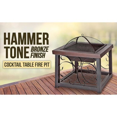 30" Bronze Wood Fire Pit Table with Storage Rack