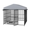 LAOTIES Large Outdoor Dog Kennel,Heavy-Duty Metal Enclosure with Roof,Waterproof Cover,Bowl Rack And 2 Stainless Steel Bowls (6.6' x 6.6' x 6.4') - 4 of 4