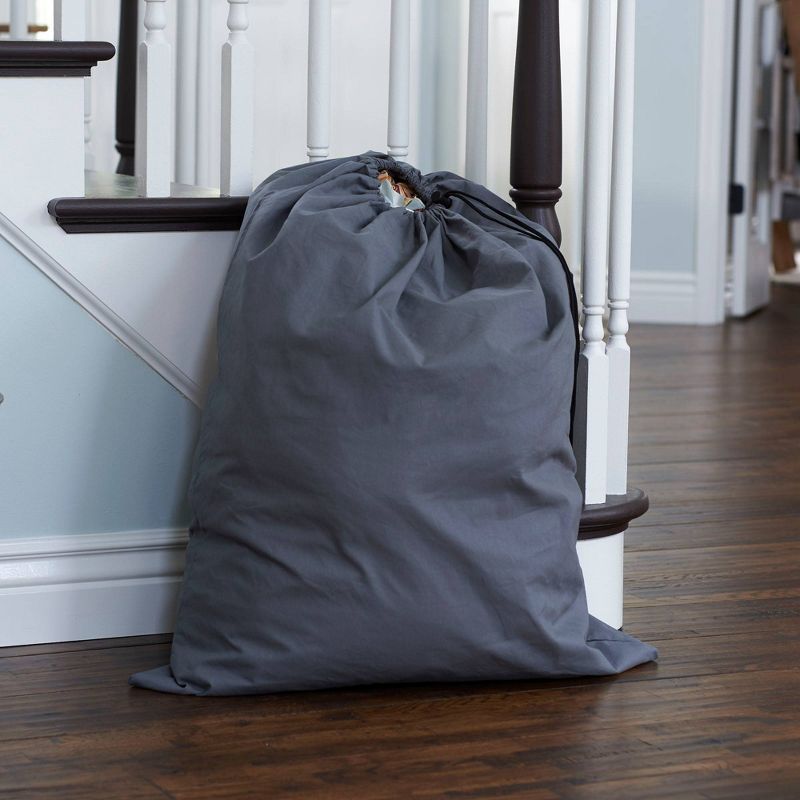 Household Essentials Cotton Laundry Bag Gray, 3 of 9