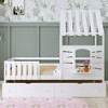 Whisen Twin Size House Bed With 2 Storage Drawers, Guardrails, Roof & Window for Girls & Boys - 3 of 4