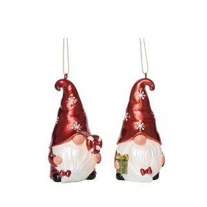 Transpac Resin 5.3 in. Multicolored Christmas Light Up Snowflake Gnome Ornament Set of 2 - 1 of 2