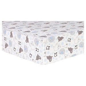 Trend Lab Deluxe Flannel Fitted Crib Sheet - Igloo Friends, White