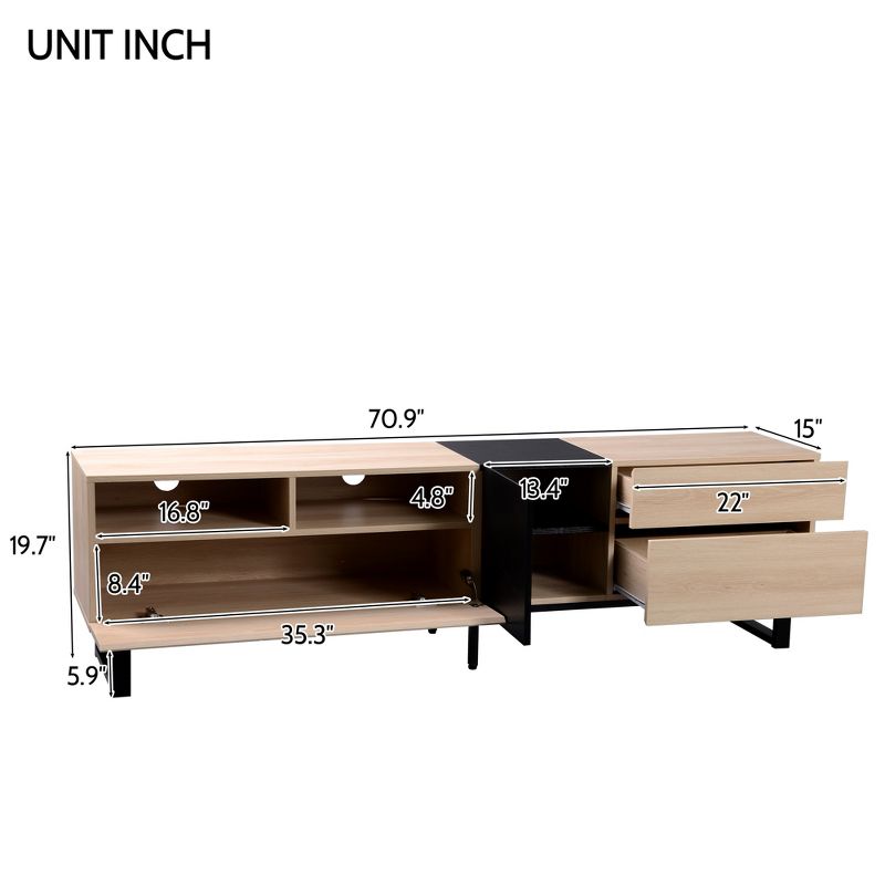 70.9" Contemporary TV Stand with 2 Drawers and 2 Doors - ModernLuxe, 3 of 11