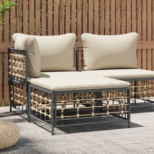 vidaXL Patio Middle Sofa Cushions Poly Rattan - 1 of 4