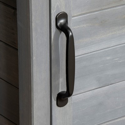 Gray Wooden Outdoor Potting Bench with Sink and Storage