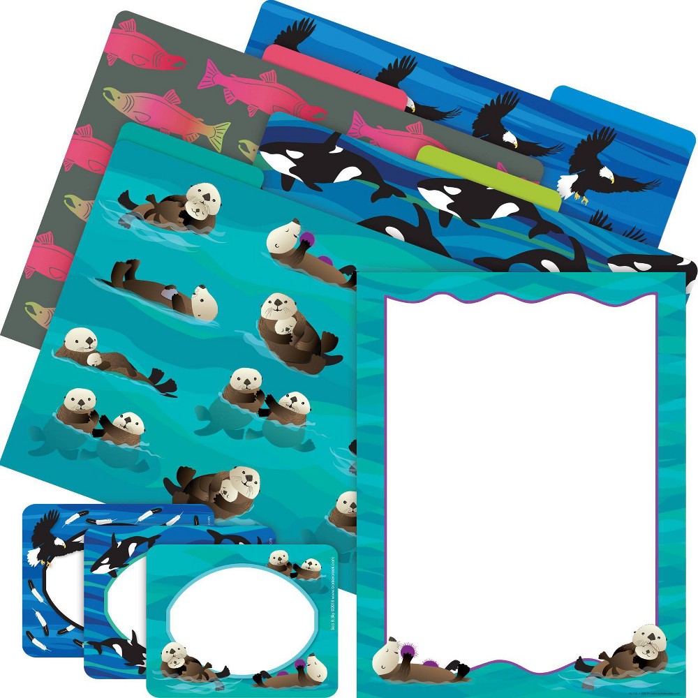 Barker Creek Sea and Sky Otters Get Organized File Folders Set Multi-Design 107 per Set: Paper, Top Tab, 50 Sheet Capacity
