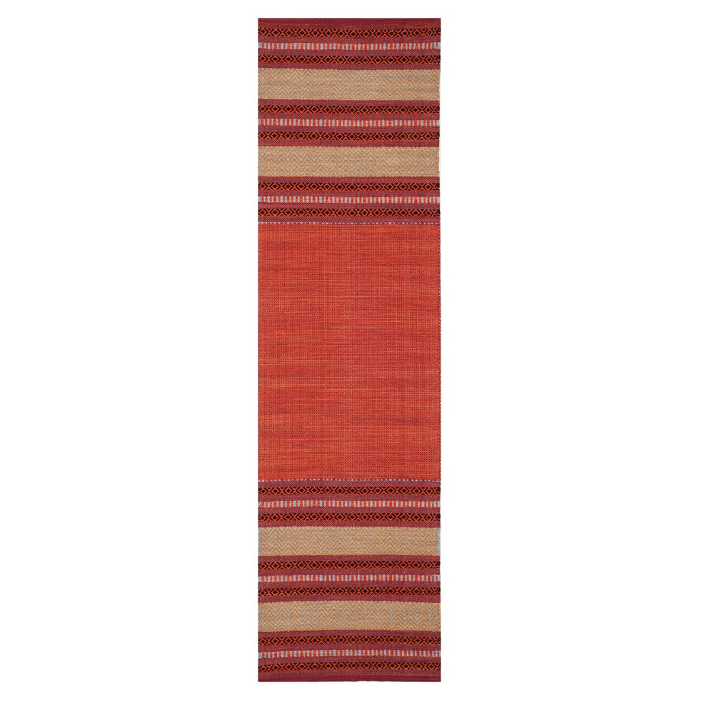 2'3inx8' Runner Red/Ivory Stripe Woven - Safavieh