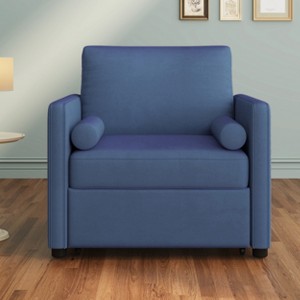 KTMBDW Sofa Bed Chair 3-in-1 Convertible, Lounger Sleeper, Single Recliner for Small Space with Adjustable Backrest, Ink Blue - 1 of 4